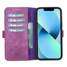 Apple İphone 13 Pro Uyumlu Deri Cüzdanlı Kılıf Rustik Mor