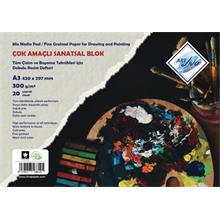 Art Liva Sanatsal Resim Defteri Dokulu Sulu Teknik A3 300Gr 20 Yp