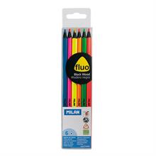 Mılan 752306 Black Wood Fluo Kuru Boya Kalemi - 6 Lı