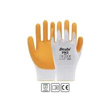 Beybi Pn3 Beyaz Sarı 9 Beden Polyester Örme Nitril Eldiven 12Li Paket En388 (2121X)
