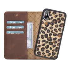 Apple İphone Xs Max Uyumlu Deri Cüzdanlı Kılıf Leopar