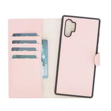 Samsung Galaxy Note 10 Plus Uyumlu Deri Cüzdanlı Kılıf Nu2 Pembe