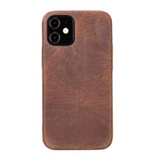 Apple İphone 12 Mini Uyumlu Deri Arka Kapak Rock G2 Kahve