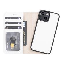 Apple İphone 13 Mini Uyumlu Deri Cüzdanlı Kılıf F3 Beyaz