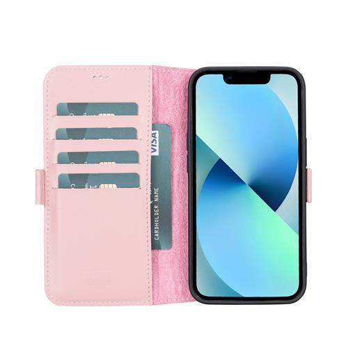 Apple İphone 13 Uyumlu Deri Cüzdanlı Kılıf Toz Pembe