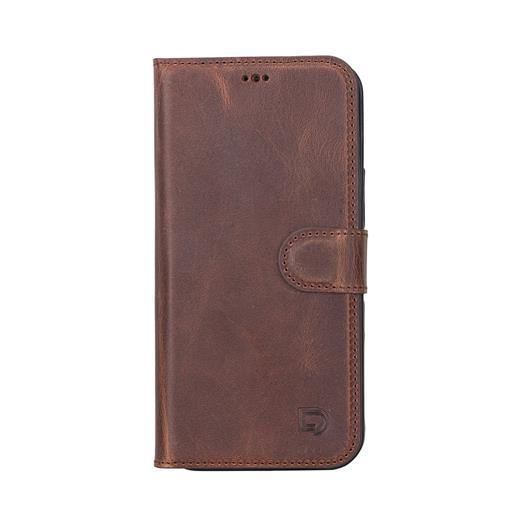 Apple İphone 12 Pro Max Uyumlu Deri Cüzdanlı Kılıf Antik Kahve