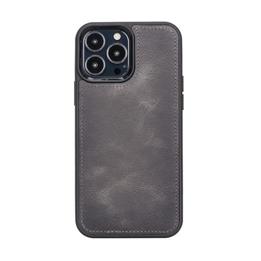 Apple İphone 13 Pro Max Uyumlu Deri Arka Kapak Antik Gri