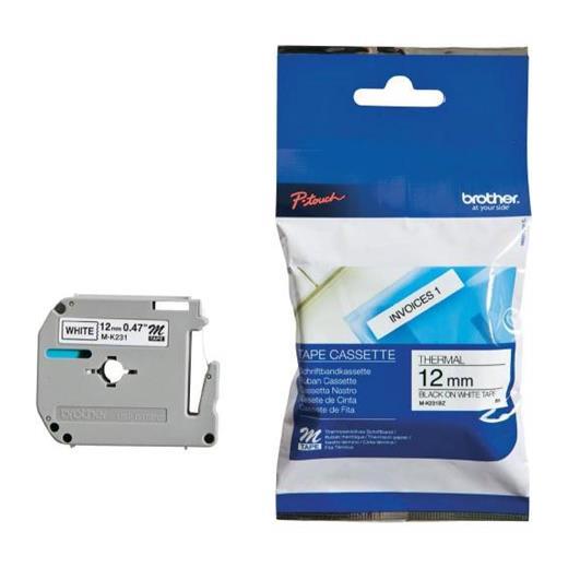 Brother M-K231 12 Mm Beyaz Üzeri Siyah Kağıt Etiket