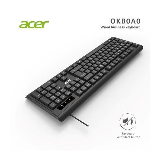 Acer Oak-0A0  Siyah Kablolu Sessiz Tuşlu  Klavye (Caps Lock) (Kablo Uzunluğu 1.50Cm)