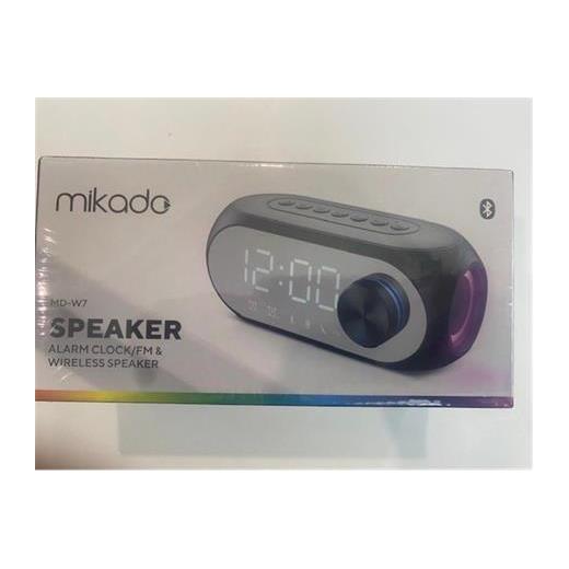 Mikado Md-W7 1200Mah 5W Siyah Bluetooth-Aux-Derece-Usb-Fm Double Alarmlı Saat Speaker Speaker