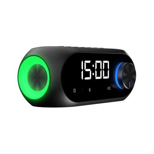 Mikado Md-W7 1200Mah 5W Siyah Bluetooth-Aux-Derece-Usb-Fm Double Alarmlı Saat Speaker Speaker