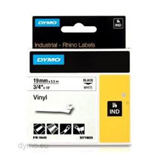 Dymo 18444 Rhinopro Renkli Vinil 12Mmx5,5M Beyaz-Siyah