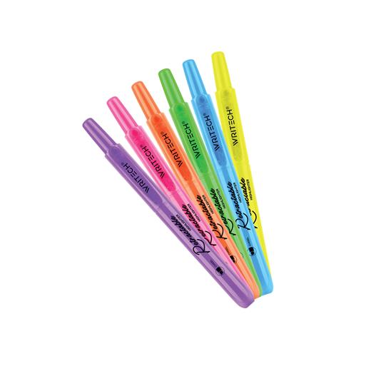 Wrıtech W-805S Basmalı Fosforlu Kalem Neon Mavi - 12Li Kutu