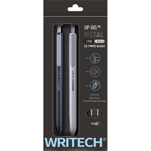 Wrıtech W-0156 Metal Up Siyah-Beyaz Gövde 0,7Mm Mavi Jel Kalem - 2Li