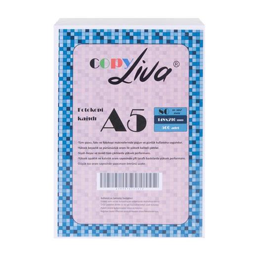 Liva Copy A5 Fotokopi Kağıdı 80G 10 Paket 5000 Syf A4Ün Yarısı
