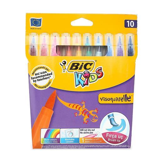 Bic Vısa Fırça Uçlu Keçeli Boyama Kalemi 10Lu Paket