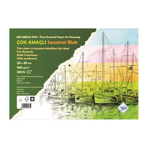 Art Liva Fon Kartonlu 160Gr Sanatsal Resim Defteri 25 Sayfa 25X35