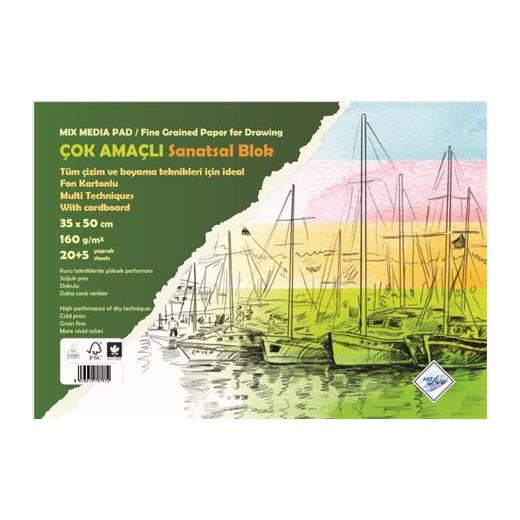 Art Liva Fon Kartonlu 160Gr Sanatsal Resim Defteri 25 Sayfa 35X50
