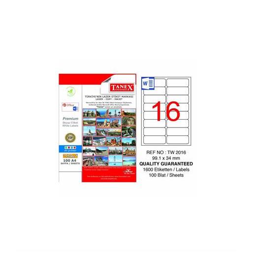 Tanex Tw-2016 Beyaz Etiket 99.1 Mm X 34 Mm