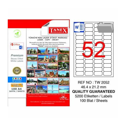 Tanex Tw-2052 Beyaz Etiket 46.4 Mm X 21.1 Mm