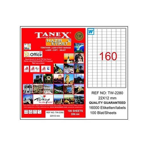 Tanex Tw-2280 Beyaz Etiket 22 Mm X 12 Mm