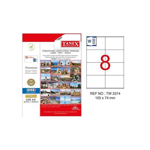 Tanex Tw-2374 Beyaz Etiket 105 Mm X 74.25 Mm