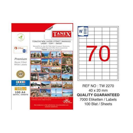 Tanex Tw-2270 Beyaz Etiket 40 Mm X 20 Mm