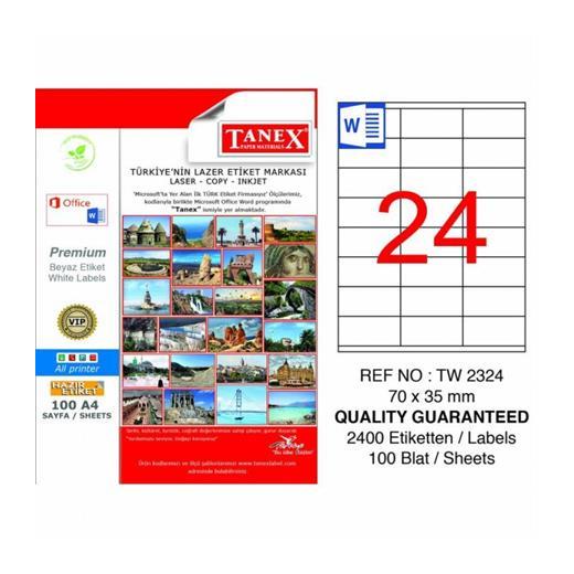 Tanex Tw-2324 Beyaz Adresleme Ve Postalama Etiketi 70 Mm X 35 Mm