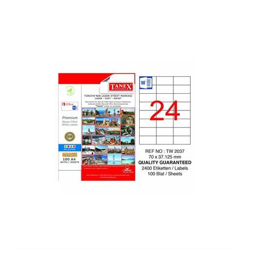 Tanex Tw-2037 Beyaz Adresleme Ve Postalama Etiketi 70 Mm X 37.125 Mm