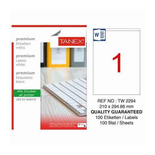 Tanex Tw-2294 Beyaz Sevkiyat Ve Lojistik Etiketi 210 Mm X 294.86 Mm