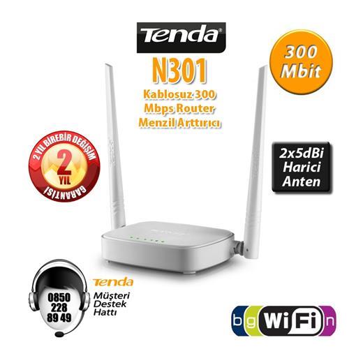Tenda N301 300 Mbps 4 Port Router 2 Anten