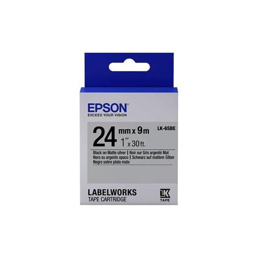 Epson Lk-6Sbe Mat Siyah Üzeri Mat Gümüş 24Mm 9Metre Etiket
