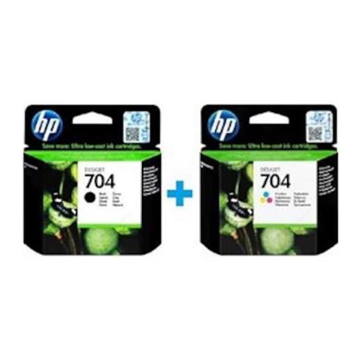 Hp Cn692Ae + Cn693Ae 704  Siyah + Renkli Kartuş Seti
