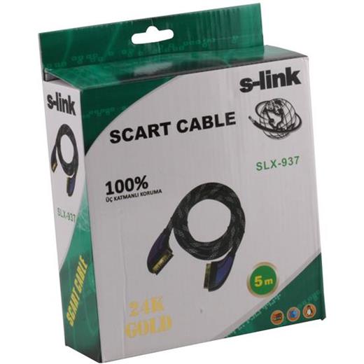 S-Lınk Slx-937 Scart To Scart 5Mt Gold Kılıflı