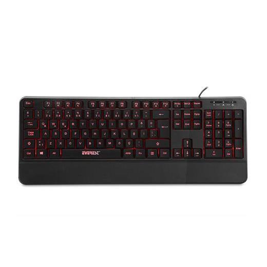 Everest Kb-R61 Brıght Siyah Usb 3 Renk Aydınlatmalı Q Sabit Bilek Destekli Multimedia Klavye