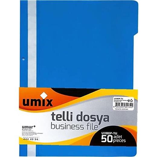 Umix Plastik Telli Dosya Mavi 50Li Paket