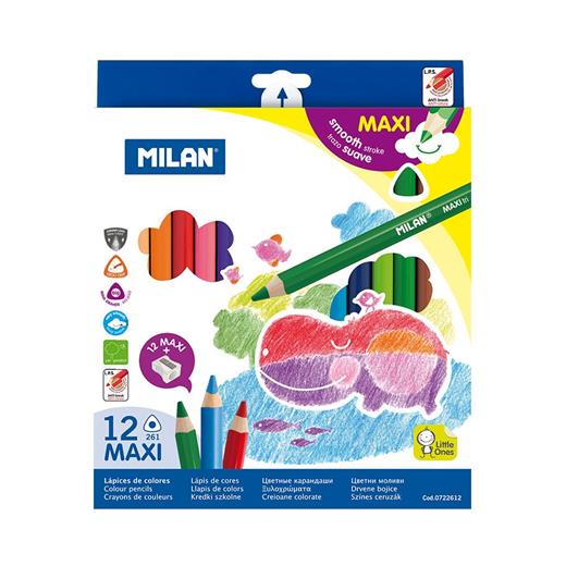 Mılan 722612 Maxı Jumbo Üçgen Kuru Boya - 12 Li