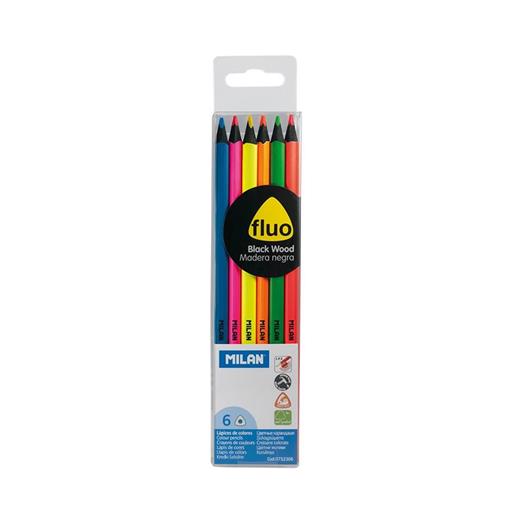 Mılan 752306 Black Wood Fluo Kuru Boya Kalemi - 6 Lı