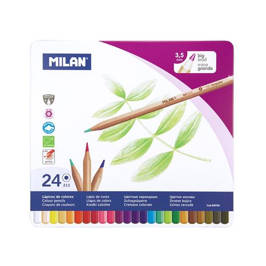 Mılan 80058 Colours Metal Kuru Boya Kalemi - 24 Lü