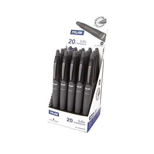 Mılan 17656590220 Capsule Siyah Tükenmez Kalem - 20Adet