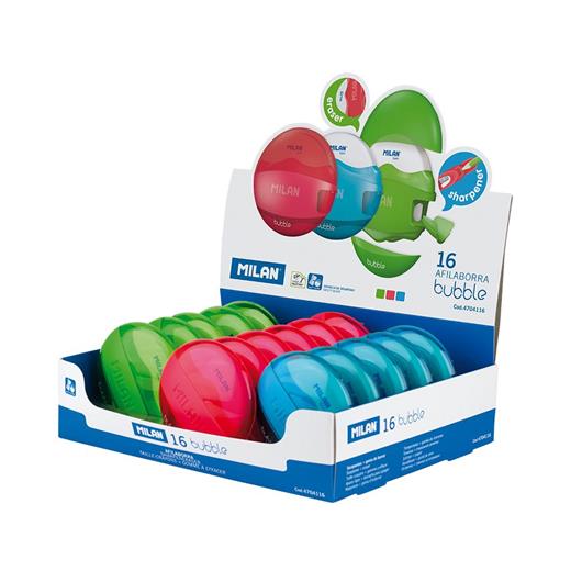 Mılan 4704116 Bubble Oval Kalemtraş/Silgi - Asorti - 16Adet