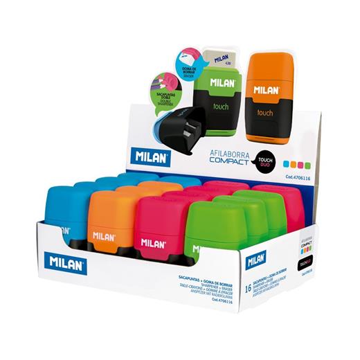 Mılan 4706116 Compact Kalemtraş/Silgi(Touch Duo) - 16Adet