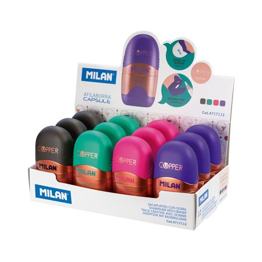 Mılan 4717112 Capsule Kalemtraş/Silgi(Copper) - 12Adet