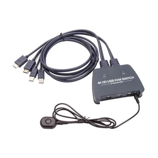 Vcom Dd221-4K 2 Port Hdmi 1.4V 4K@30Hz Plastik Kasa Kvm Switch