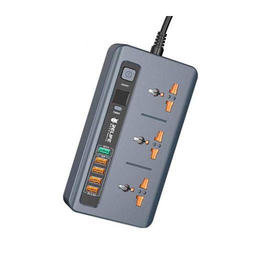 Relife Rl-316D Akıllı Priz Akım Korumalı 1,9Mt Kablo Üniversal 5 Usb 5V-3.4A Qc 3.0 Digital Ekran