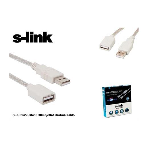 S-Link Sl-Ue145 30Mt 2.0 Usb Şeffaf Uzatma Kablosu
