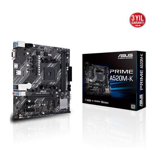 Asus Prime A520M-K Amd Am4 64Gb Ddr4 4600Mhz M2 Vga-Hdmi Matx Anakart