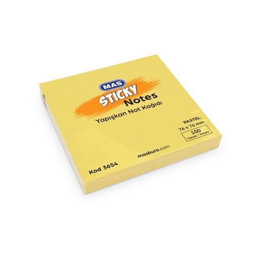 Mas 3654 Yapışkanlı Not Kağıdı 76Mmx76Mm 100 Sayfa Sarı Renk