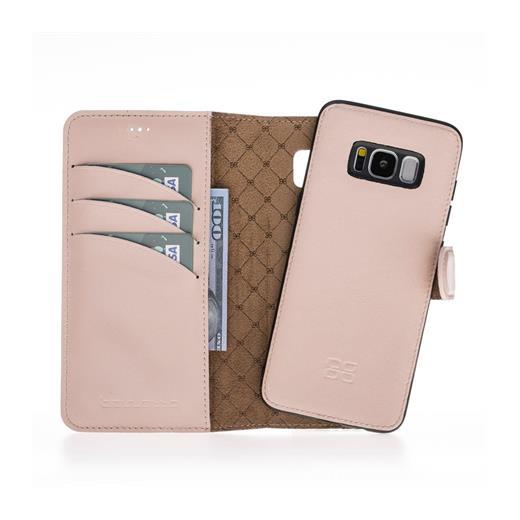 Samsung Galaxy S8 Plus Uyumlu Deri Cüzdanlı Kılıf Nude Pembe