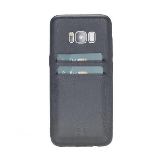 Samsung Galaxy S8 Uyumlu Deri Kartlıklı Arka Kapak Uccc Mavi